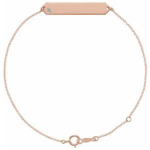 14K Rose Gold Natural White Sapphire Geometric 7-8" Bracelet