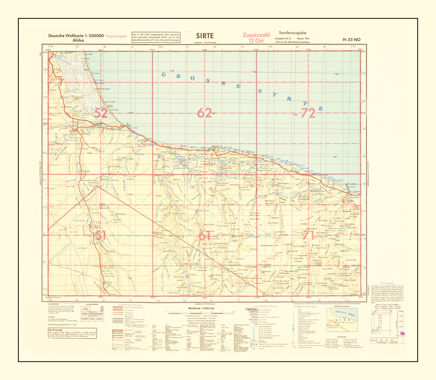 Vintage North Africa World War II Map 1942