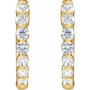 14K Yellow Gold Vermeil 1/2 CTW Lab-Grown Diamond Hoop Earrings – image 2