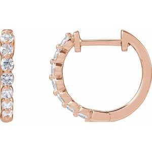 14K Rose Gold 1/2 CTW Lab-Grown Diamond Hoop Earrings