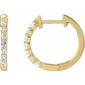 14K Yellow Gold Vermeil 1/5 CTW Lab-Grown Diamond Hoop Earrings