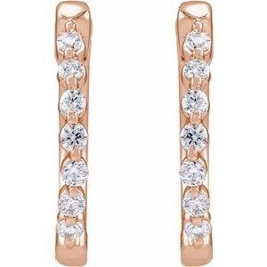 14K Rose Gold 1/5 CTW Lab-Grown Diamond Hoop Earrings