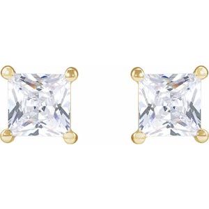 14K Yellow Gold 4.5 mm Square 1 CTW Lab-Grown Diamond Earrings