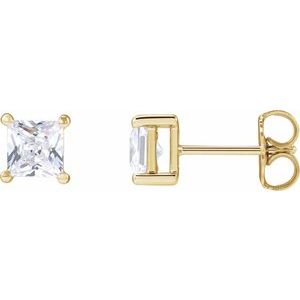 14K Yellow Gold 4.5 mm Square 1 CTW Lab-Grown Diamond Earrings