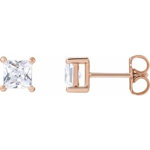 14K Rose Gold 4.5 mm Square 1 CTW Lab-Grown Diamond Earrings