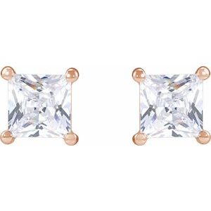 14K Rose Gold 4.5 mm Square 1 CTW Lab-Grown Diamond Earrings – image 2