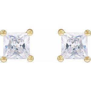 14K Yellow Gold 2 mm Square 1/10 CTW Lab-Grown Diamond Earrings