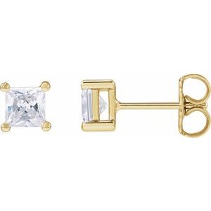 14K Yellow Gold 2 mm Square 1/10 CTW Lab-Grown Diamond Earrings