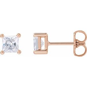 14K Rose Gold 2 mm Square 1/10 CTW Lab-Grown Diamond Earrings