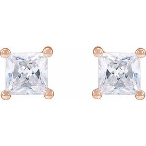 14K Rose Gold 2 mm Square 1/10 CTW Lab-Grown Diamond Earrings