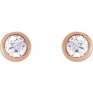 14K Rose Gold .015 CT Natural Diamond Earring – image 2