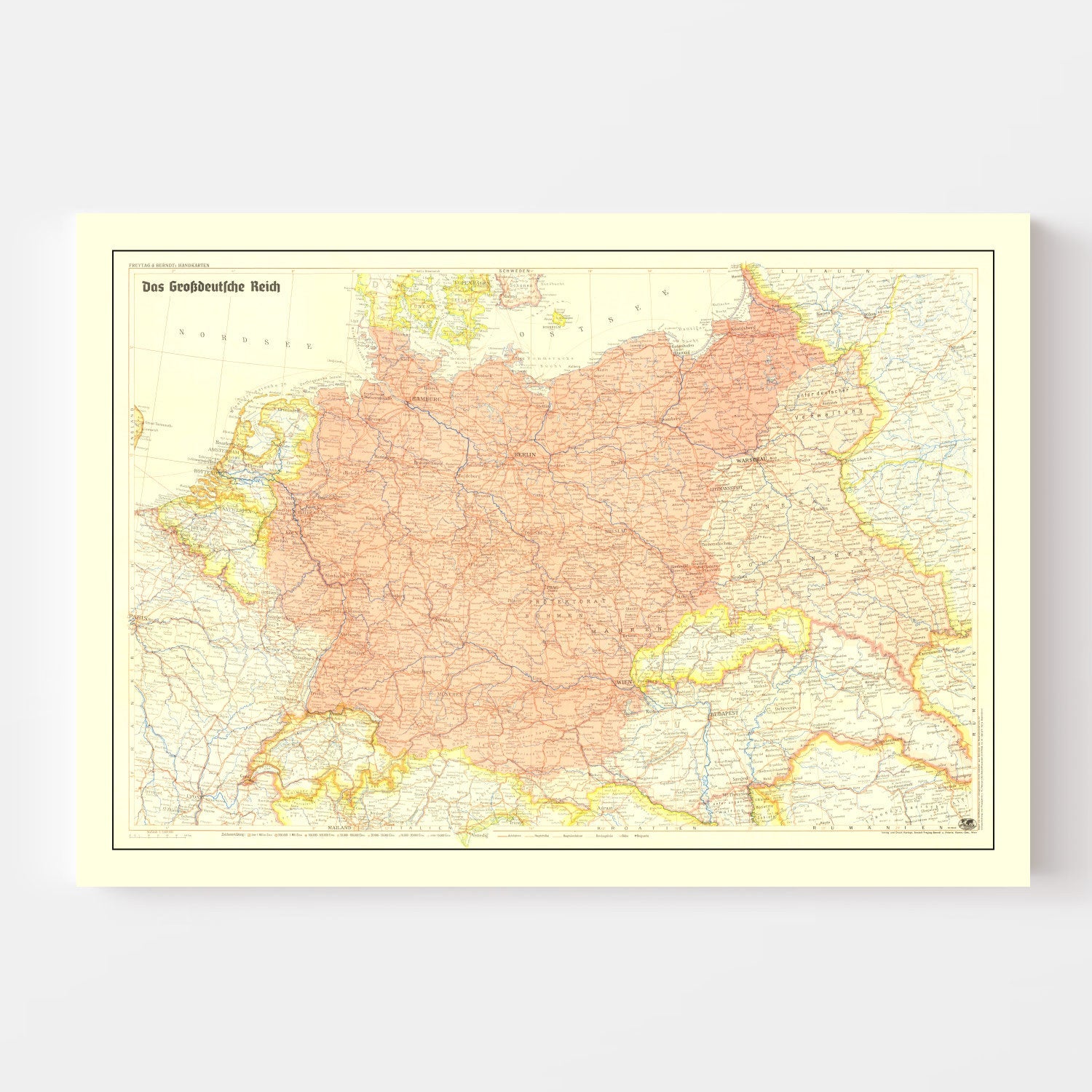 Vintage Germany World War II Map 1942