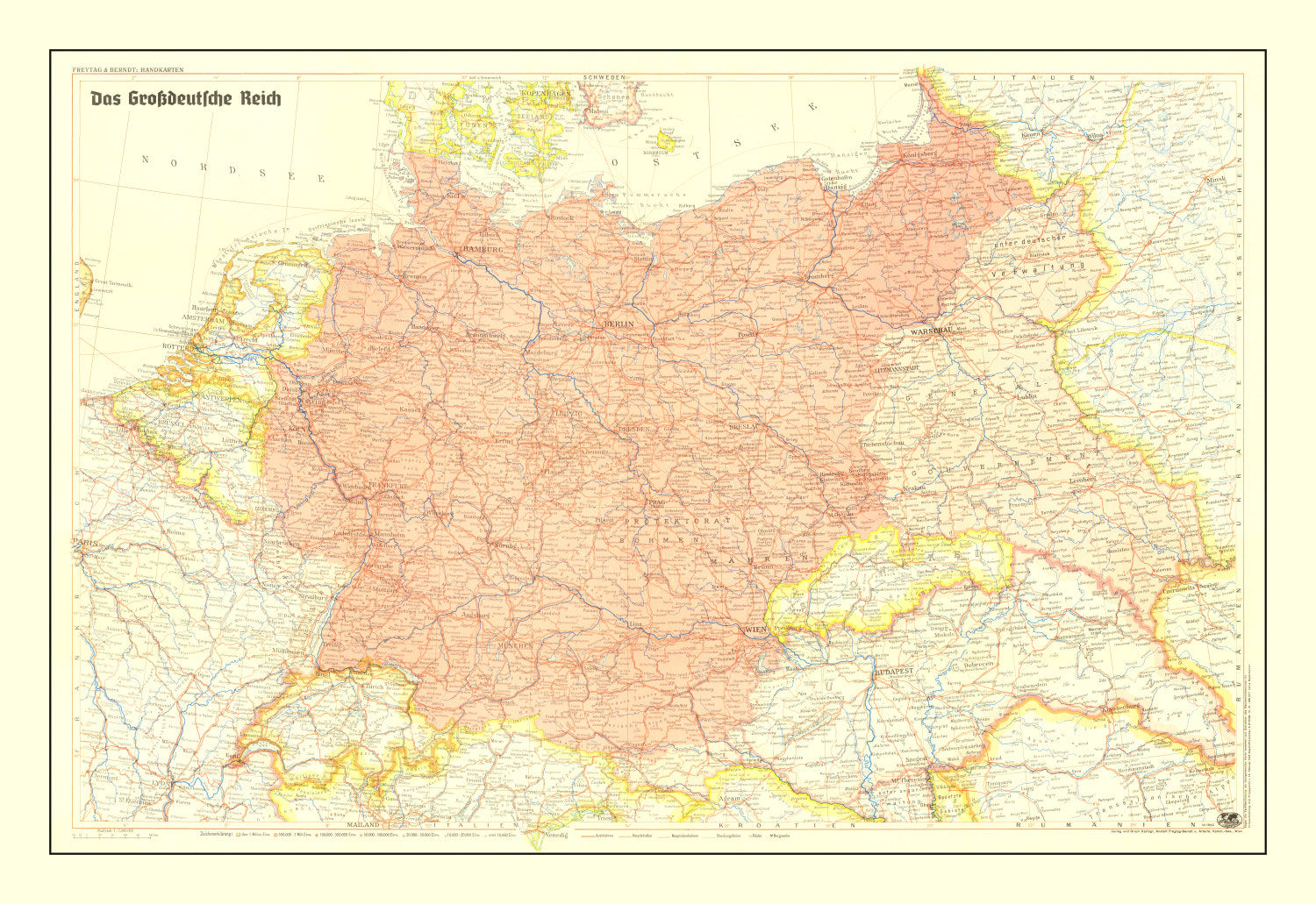 Vintage Germany World War II Map 1942