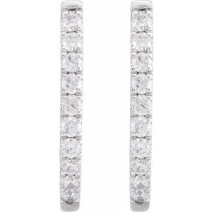 14K White Gold 9/10 CTW Lab-Grown Diamond Hoop Earrings
