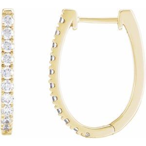 14K Yellow Gold Vermeil 3/4 CTW Lab-Grown Diamond Hoop Earrings