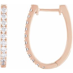 14K Rose Gold 3/4 CTW Lab-Grown Diamond Hoop Earrings