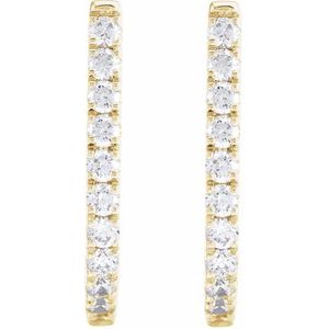 14K Yellow Gold Vermeil 3/4 CTW Lab-Grown Diamond Hoop Earrings – image 2