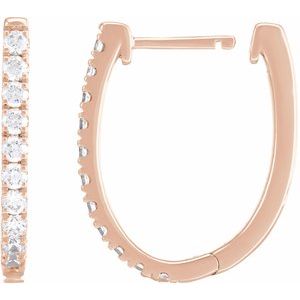 14K Rose Gold 3/4 CTW Lab-Grown Diamond Hoop Earrings – image 3