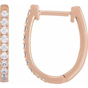 14K Rose Gold 1/3 CTW Lab-Grown Diamond Hoop Earrings