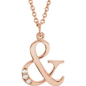 14K Rose Gold .02 CTW Natural Diamond Lowercase Ampersand 16" Necklace
