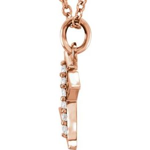 14K Rose Gold .03 CTW Natural Diamond Lowercase Initial X 16" Necklace