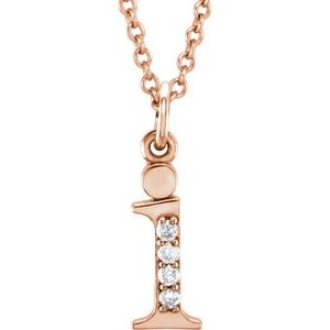 14K Rose Gold .02 CTW Natural Diamond Lowercase Initial I 16" Necklace