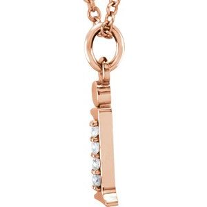 14K Rose Gold .02 CTW Natural Diamond Lowercase Initial I 16" Necklace