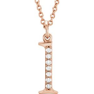 14K Rose Gold .03 CTW Natural Diamond Lowercase Initial L 16" Necklace