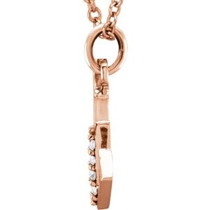 14K Rose Gold .02 CTW Natural Diamond Lowercase Initial W 16" Necklace