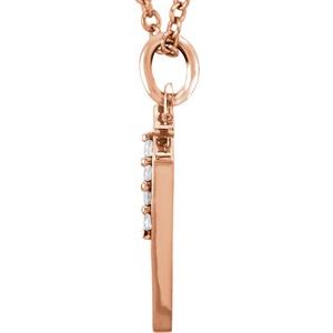 14K Rose Gold .02 CTW Natural Diamond Lowercase Initial Y 16" Necklace