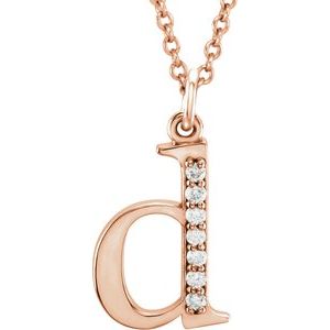 14K Rose Gold .03 CTW Natural Diamond Lowercase Initial D 16" Necklace