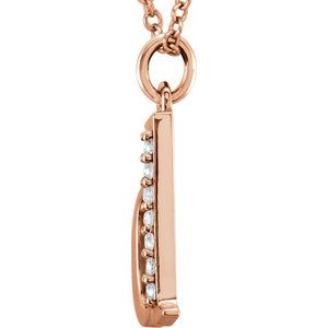 14K Rose Gold .03 CTW Natural Diamond Lowercase Initial D 16" Necklace