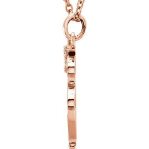 14K Rose Gold .02 CTW Natural Diamond Lowercase Initial M 16" Necklace