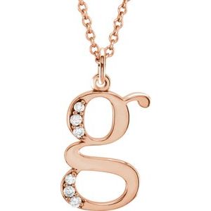 14K Rose Gold .025 CTW Natural Diamond Lowercase Initial G 16" Necklace