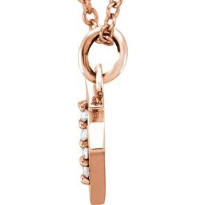 14K Rose Gold .02 CTW Natural Diamond Lowercase Initial V 16" Necklace