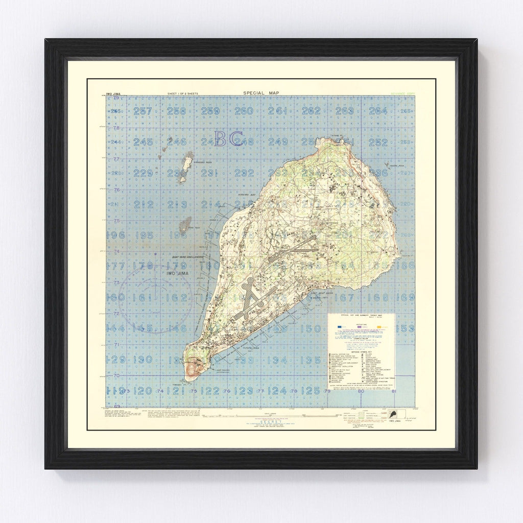 Vintage Iwo Jima World War II Map 1944