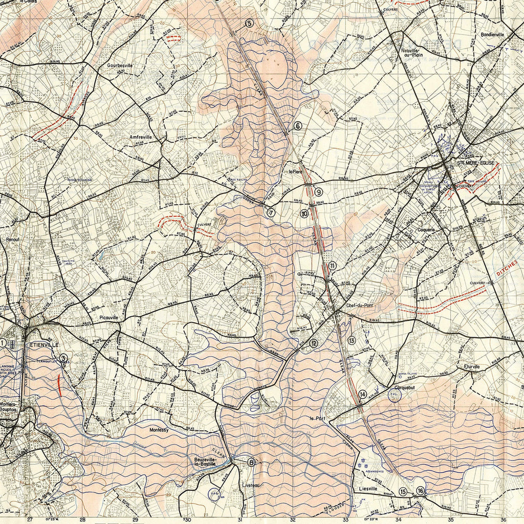 Vintage D-Day World War II Map 1944