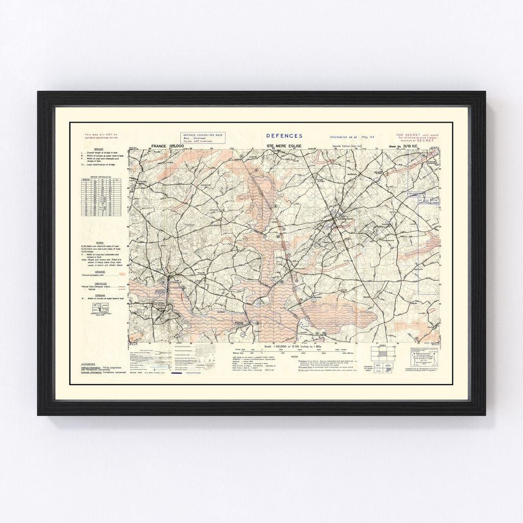 Vintage D-Day World War II Map 1944