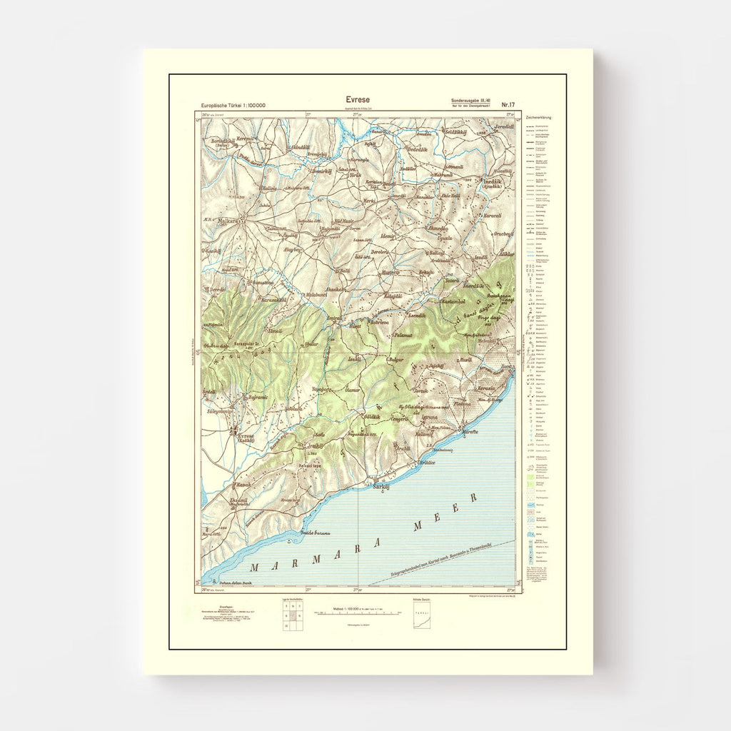 Vintage Turkey World War II Map  1944