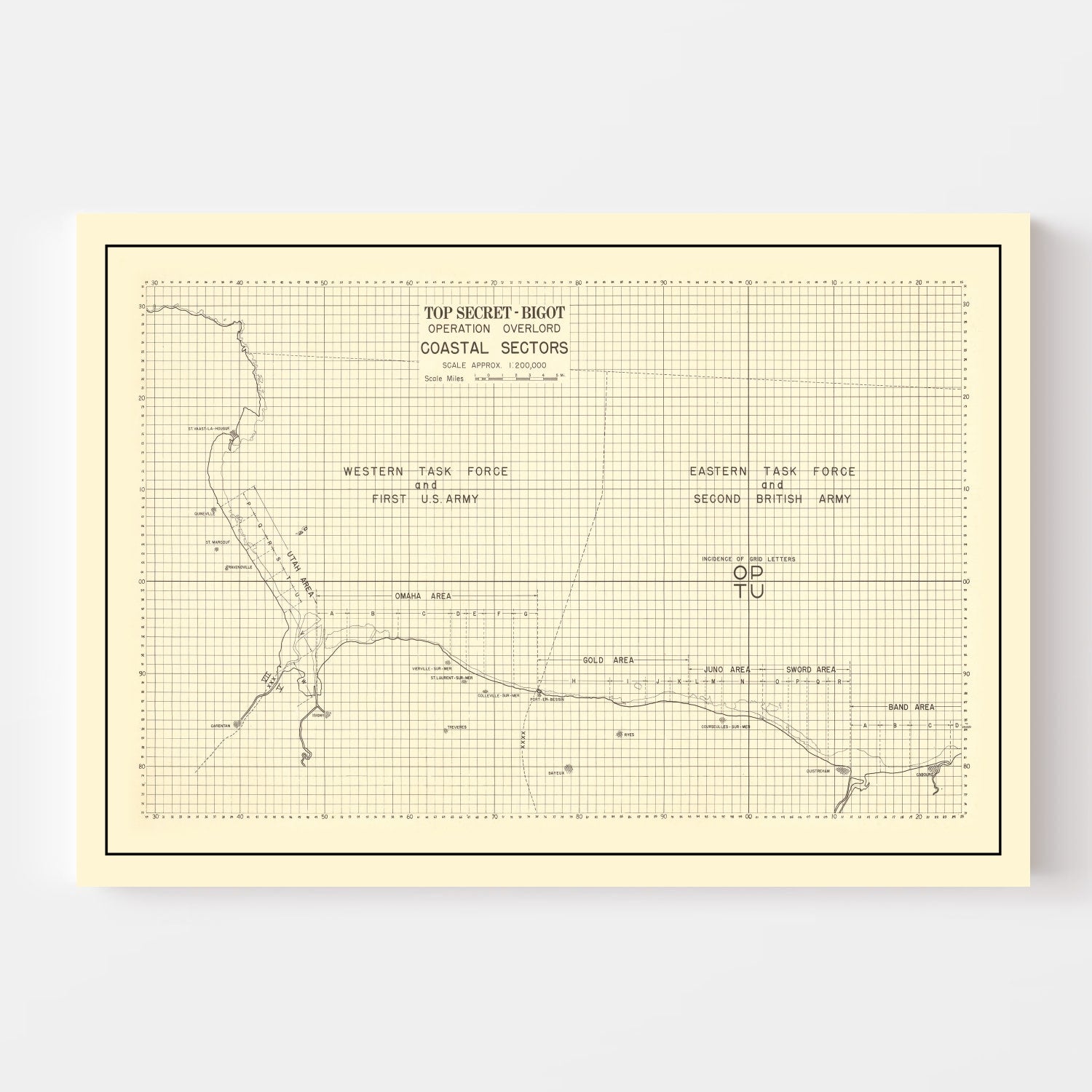 Vintage D-Day Normandy Invasion Map 1944