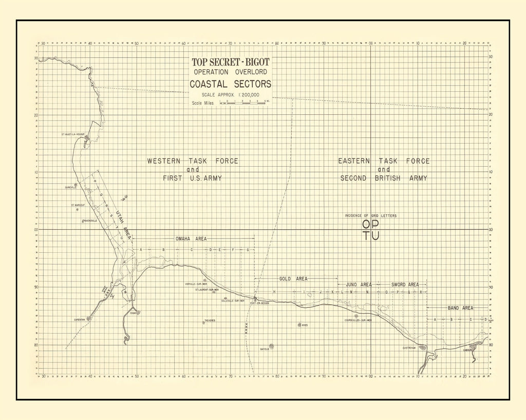 Vintage D-Day Normandy Invasion Map 1944