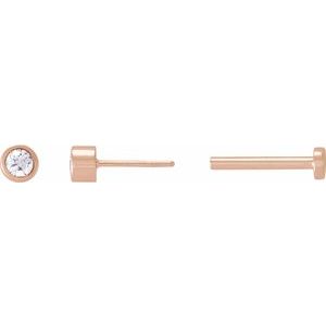 14K Rose Gold .015 CT Natural Diamond Earring