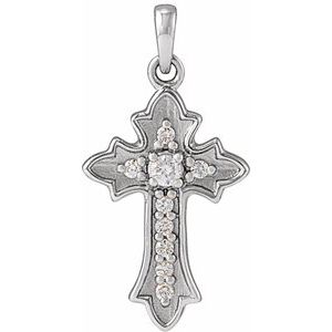 Platinum .08 CTW Natural Diamond Vintage-Inspired Cross Pendent