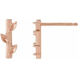 14K Rose Gold 2.5x1.25 mm Marquise Floral Bar Earring Mounting