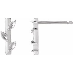 Sterling Silver 2.5x1.25 mm Marquise Floral Bar Earring Mounting