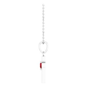 14K White Gold Natural Mozambique Garnet Heart Cross 16-18" Necklace