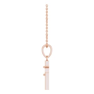 14K Rose Gold 3x3 mm Heart Cross 16-18" Necklace