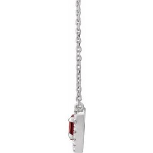 Platinum Natural Mozambique Garnet & 1/8 CTW Natural Diamond French-Set Halo-Style 16" Necklace