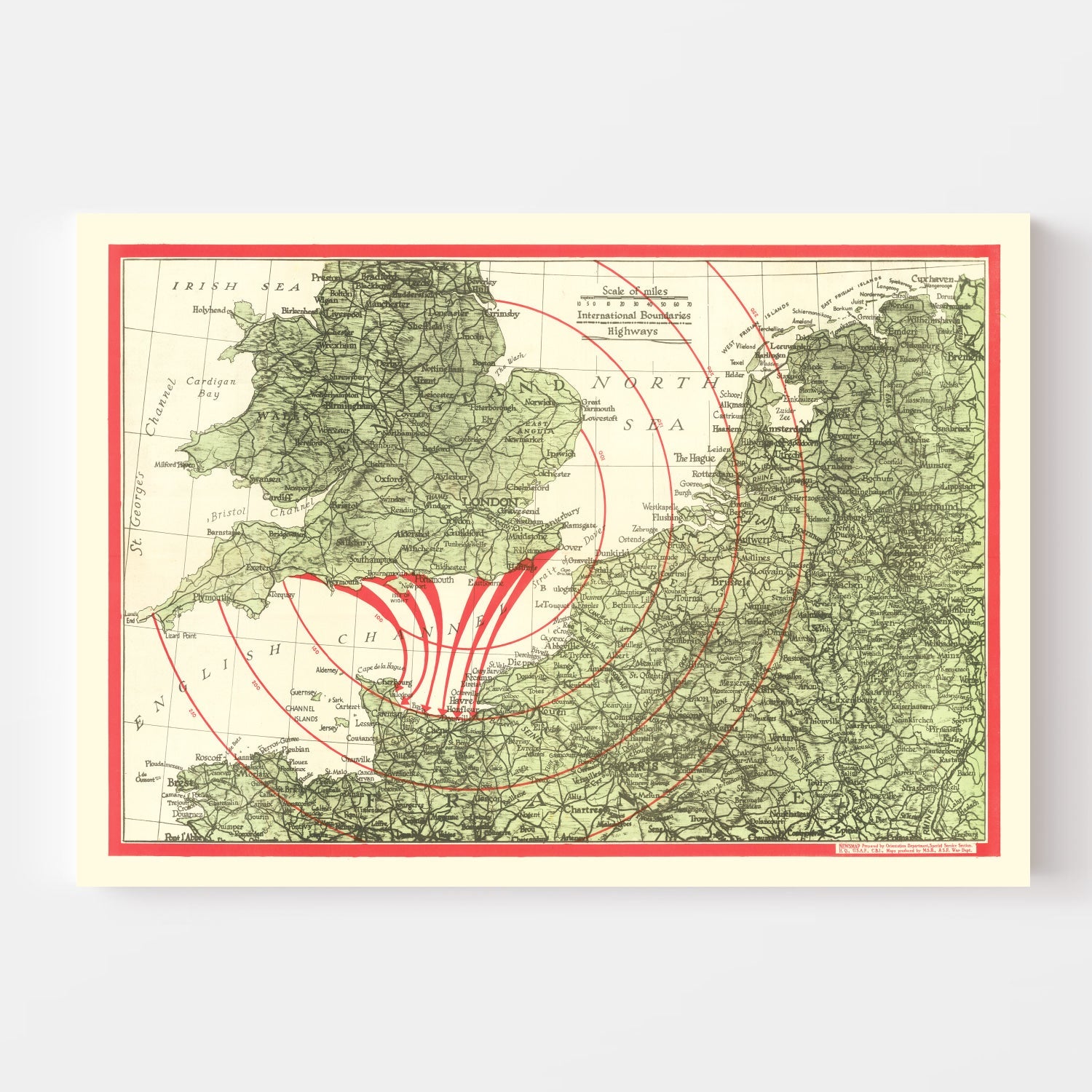Vintage D-Day Invasion Map 1944