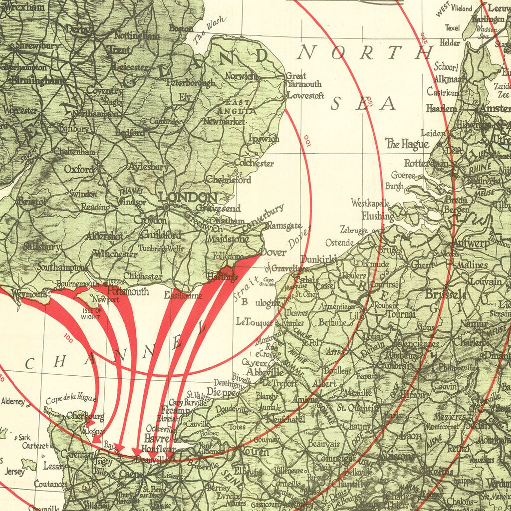 Vintage D-Day Invasion Map 1944
